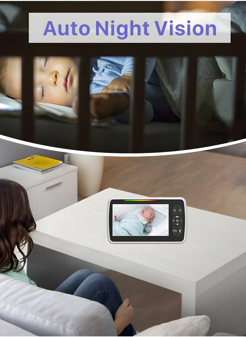 Generic - Baby Monitor with Cameras Audio Night 360° Video Wireless Security Camera for Baby Monitoring with 3000mAh Battery 5 Inch Screen Pan-Tilt-Zoom - Image 1
