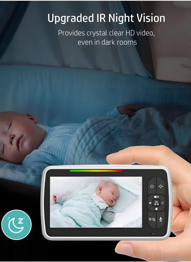 Generic - Baby Monitor with Cameras Audio Night 360° Video Wireless Security Camera for Baby Monitoring with 3000mAh Battery 5 Inch Screen Pan-Tilt-Zoom - Image 1