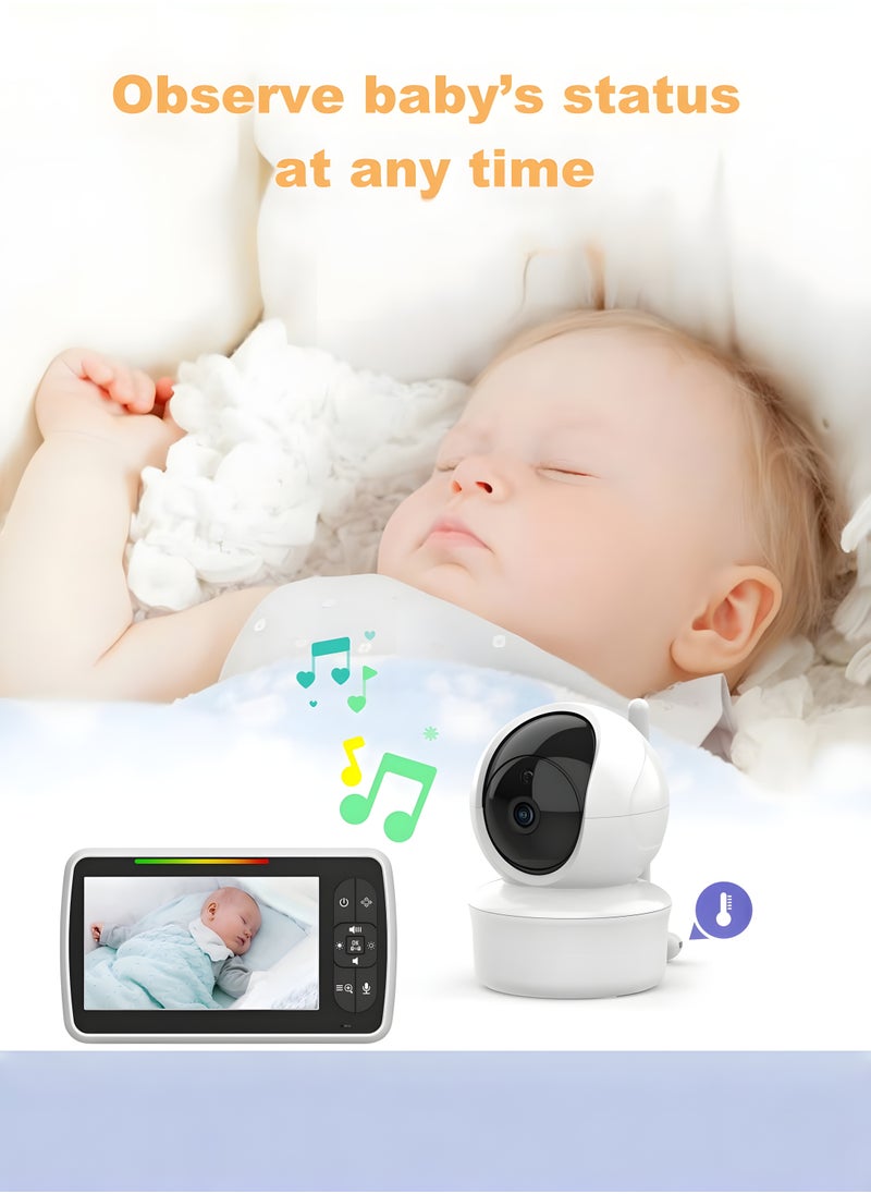 Generic - Baby Monitor with Cameras Audio Night 360° Video Wireless Security Camera for Baby Monitoring with 3000mAh Battery 5 Inch Screen Pan-Tilt-Zoom - Image 1