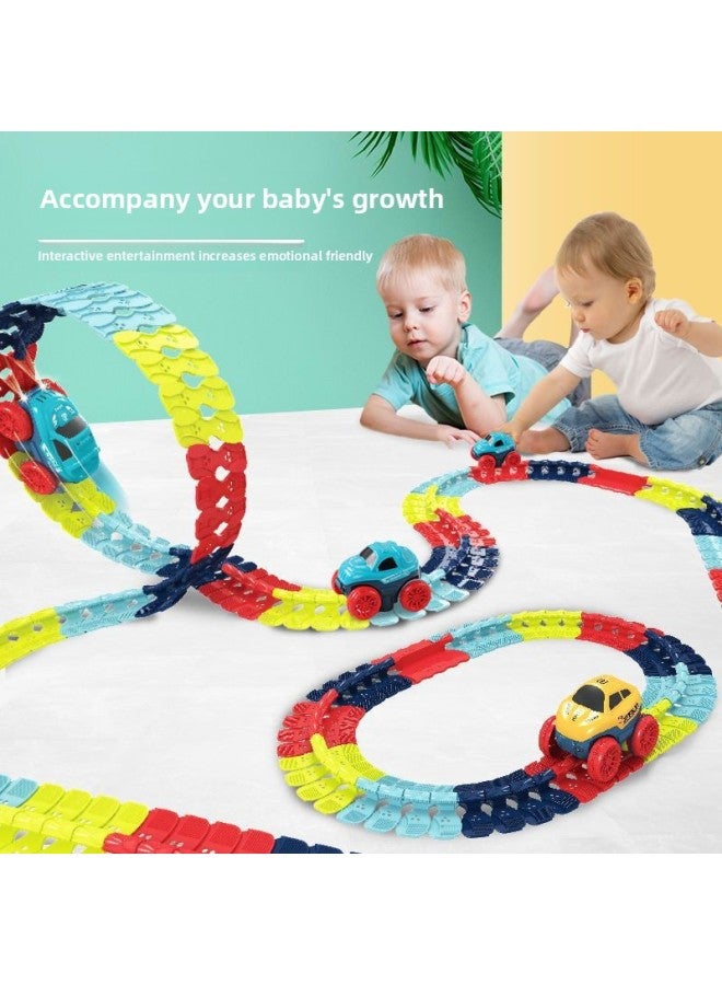 أضواء السباق الكهربائية DIY المسار الدوارة المضادة للجاذبية مجمعة للأولاد الوالدين والطفل لعبة تفاعلية للأطفال - اللون: إضاءة سيارة السكك الحديدية المضادة للجاذبية 95 قطعة】 - Image 4