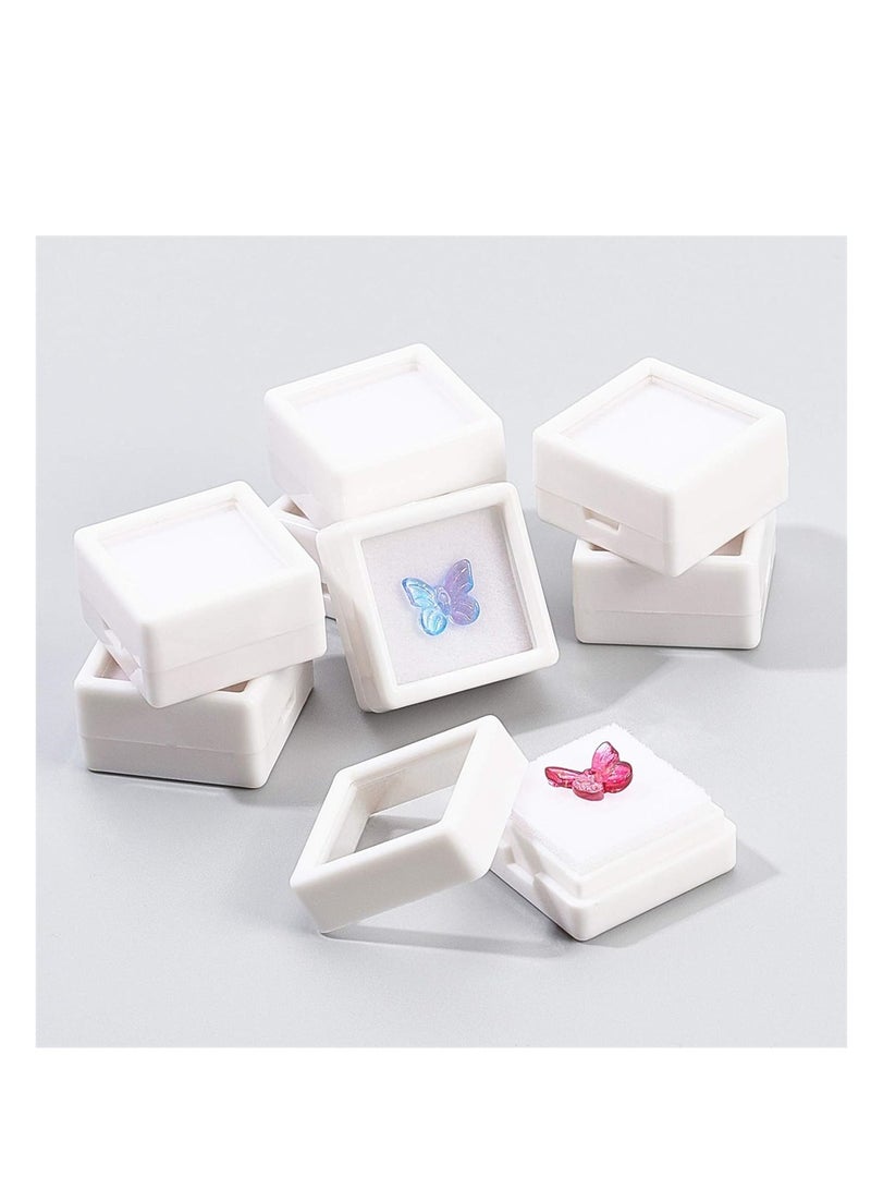 Luckam Mini Square Acrylic Jewelry Box 36 Pack White Gemstone Display Box Container with Clear Top Lids and Sponge for Festival Gems Coins Jewelry Packing - Image 3