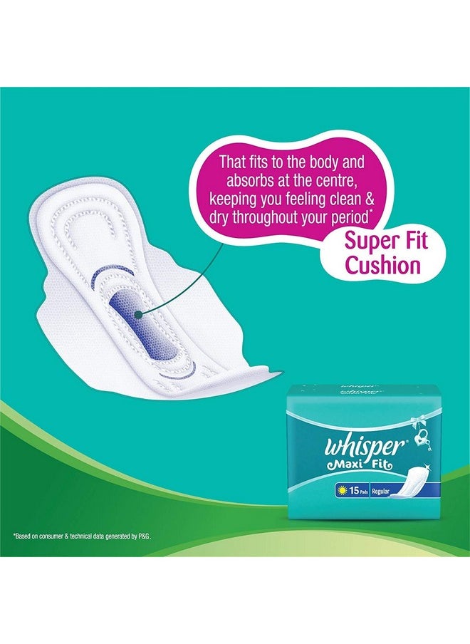 Whisper Maxi Fit Sanitary Pads-Regular Wings(15 Count)