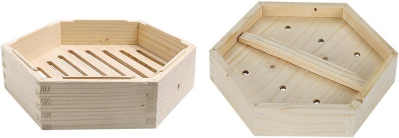 Wooden Hexagonal Steamer with Lid 6-inch Food Steaming Basket for Dim Sum Dumplings Vegetables Cooking Household and Restaurant Use - Image 1