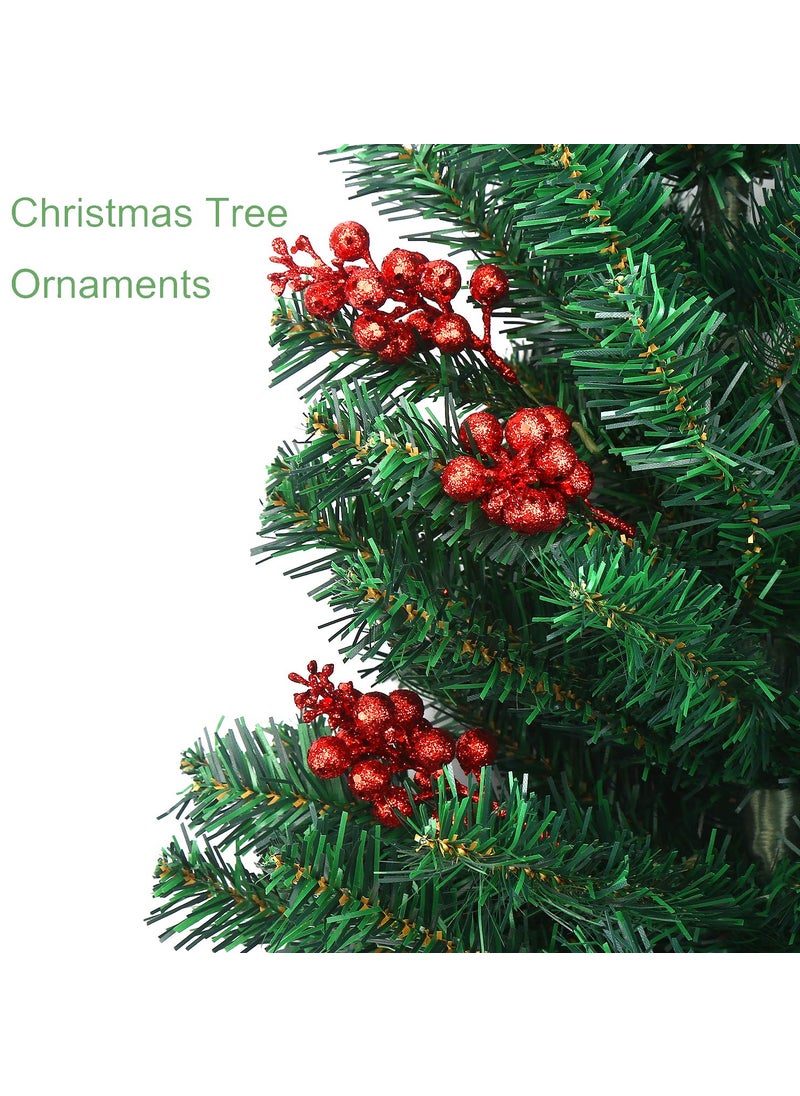 DIYASY DIYASY Artificial Red Berry Stems 20 Pcs 7.8 Inch Glitter Christmas Tree Picks for Christmas Tree Ornaments DIY Xmas Wreath  Holiday and Home Decoration  - Image 4