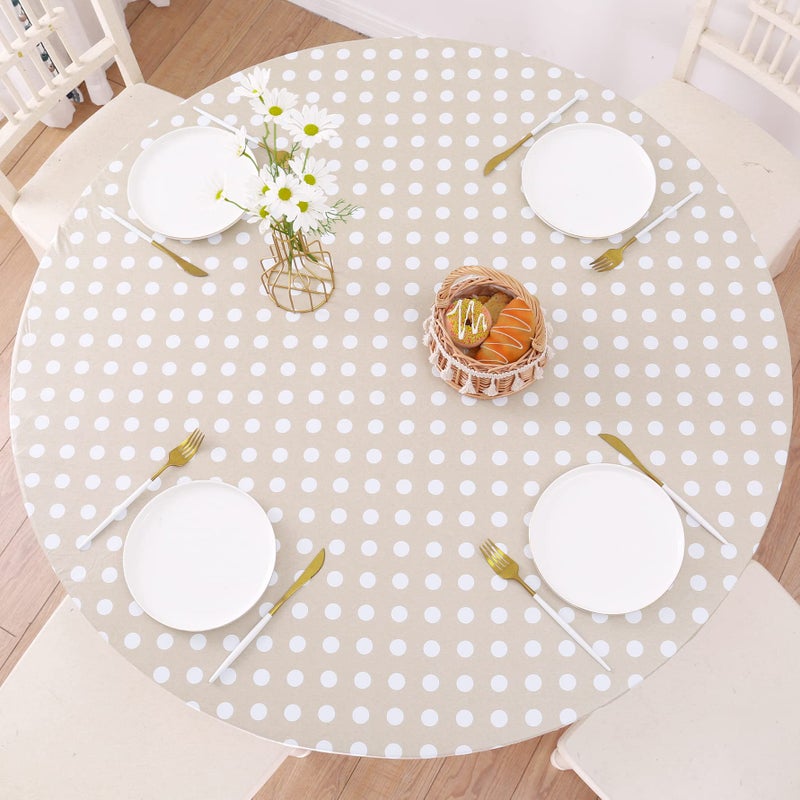 Walrus Round Vinyl Fitted Tablecloth with Flannel Backing Elastic Edge Design Table Cover Waterproof Oil-Proof PVC Table Cloth Stain-Resistant Best for 37"-44" Round - Image 1