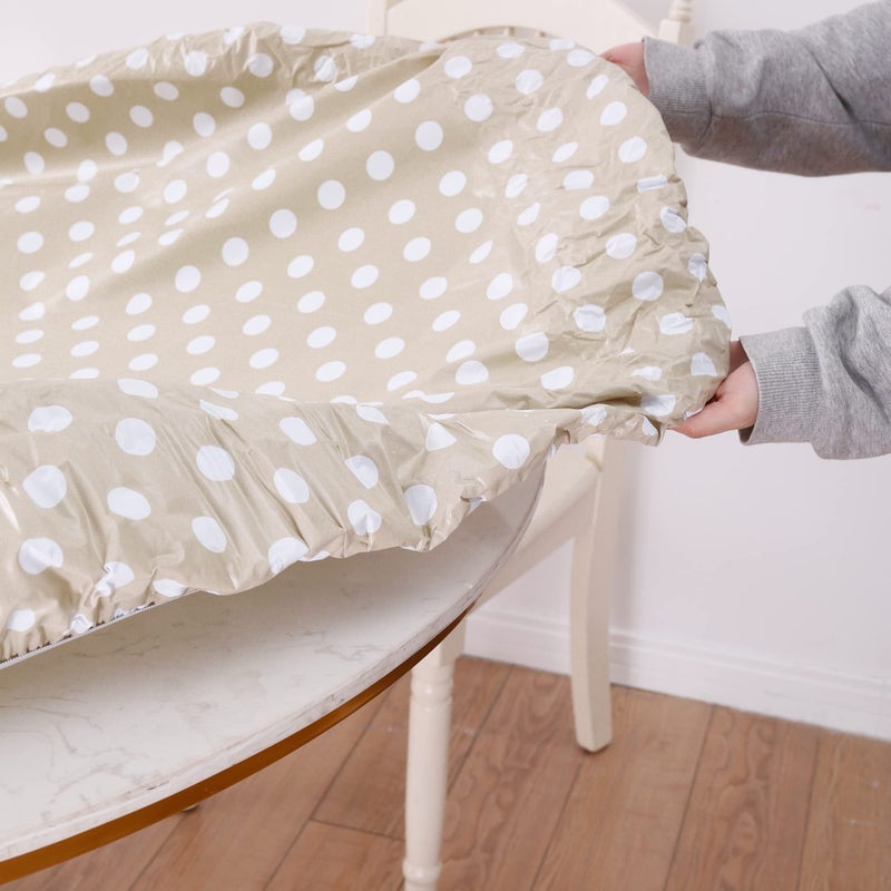 Walrus Round Vinyl Fitted Tablecloth with Flannel Backing Elastic Edge Design Table Cover Waterproof Oil-Proof PVC Table Cloth Stain-Resistant Best for 37"-44" Round - Image 3
