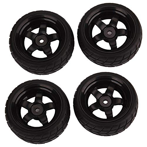 BQLZR Black RC 1 10 Tires and Wheels Set 256 Dia177 Hub Wheel Rims 5 Spoke Rubber Tires Pack of 4 - Image 1