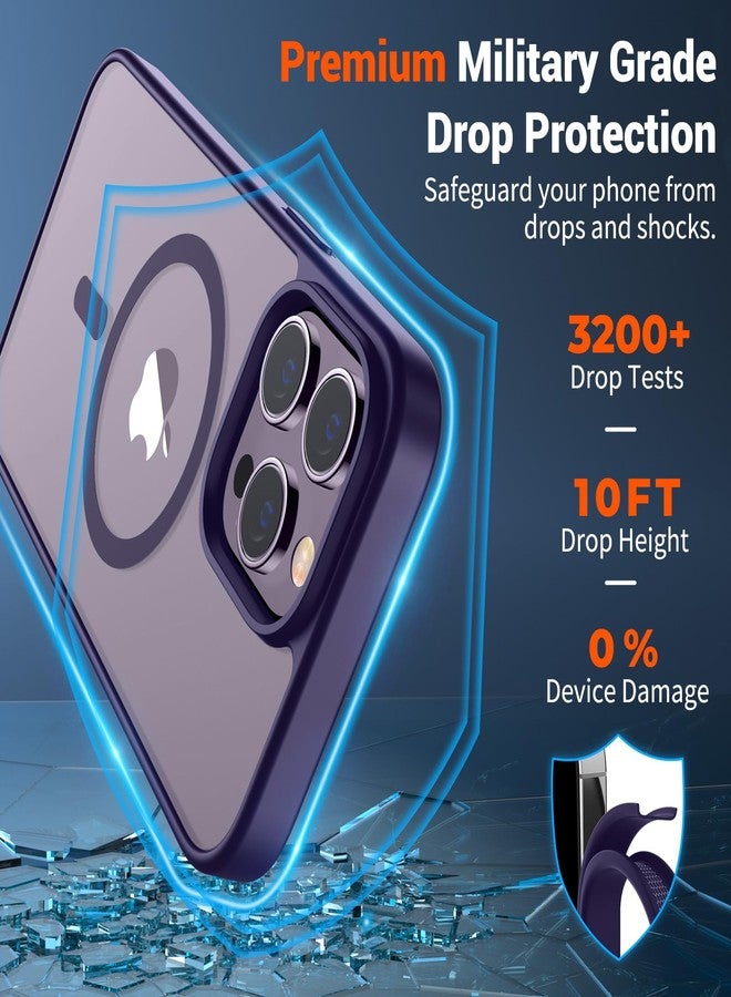استلق جراب SUPFINE المغناطيسي لهاتف iPhone 14 Pro Max (متوافق مع MagSafe) (حماية فائقة ضد السقوط بمعايير عسكرية) جراب نحيف شفاف غير لامع مقاوم للصدمات ومضاد لبصمات الأصابع، لون بنفسجي داكن - Image 3