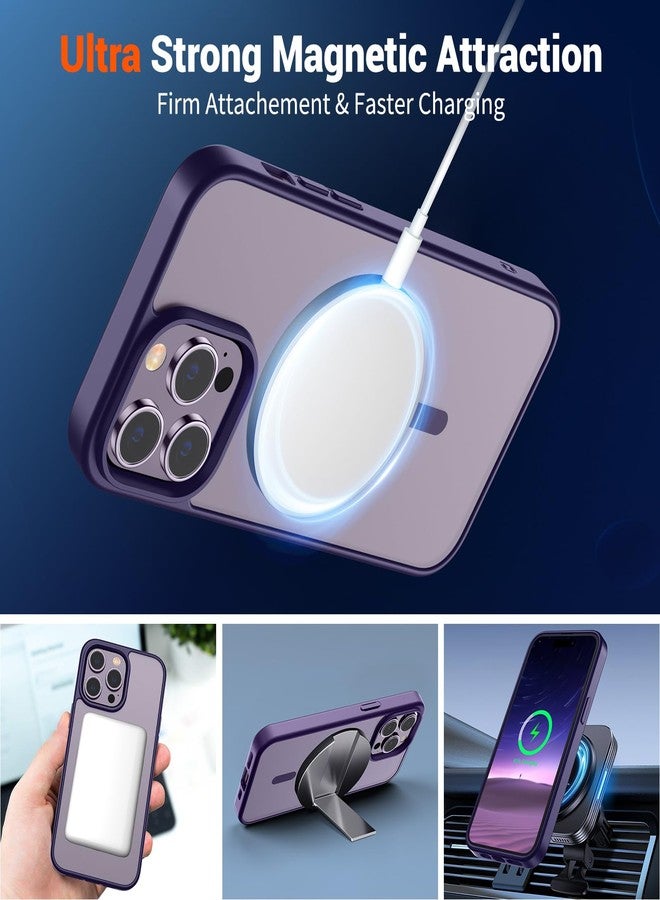 استلق جراب SUPFINE المغناطيسي لهاتف iPhone 14 Pro Max (متوافق مع MagSafe) (حماية فائقة ضد السقوط بمعايير عسكرية) جراب نحيف شفاف غير لامع مقاوم للصدمات ومضاد لبصمات الأصابع، لون بنفسجي داكن - Image 5