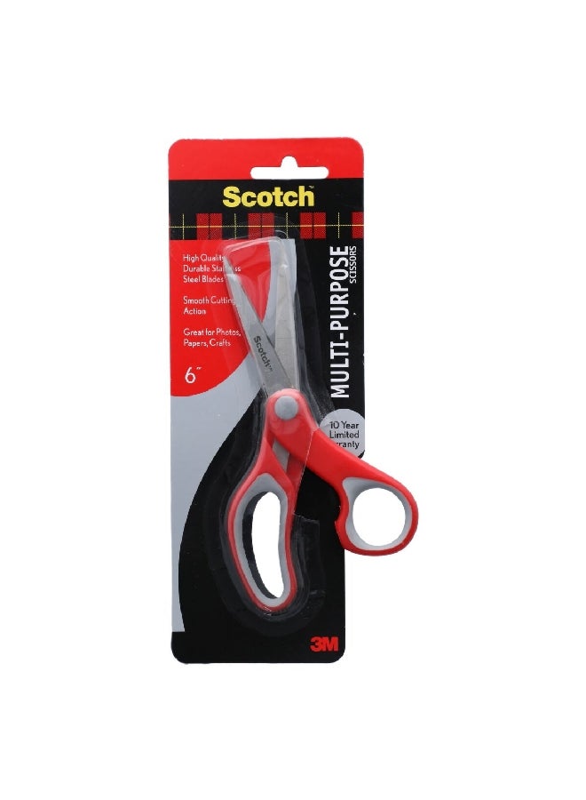 Scotch  Multi-Purpose Scissor Grey and Red 15.2cm XT00530929 - Image 1
