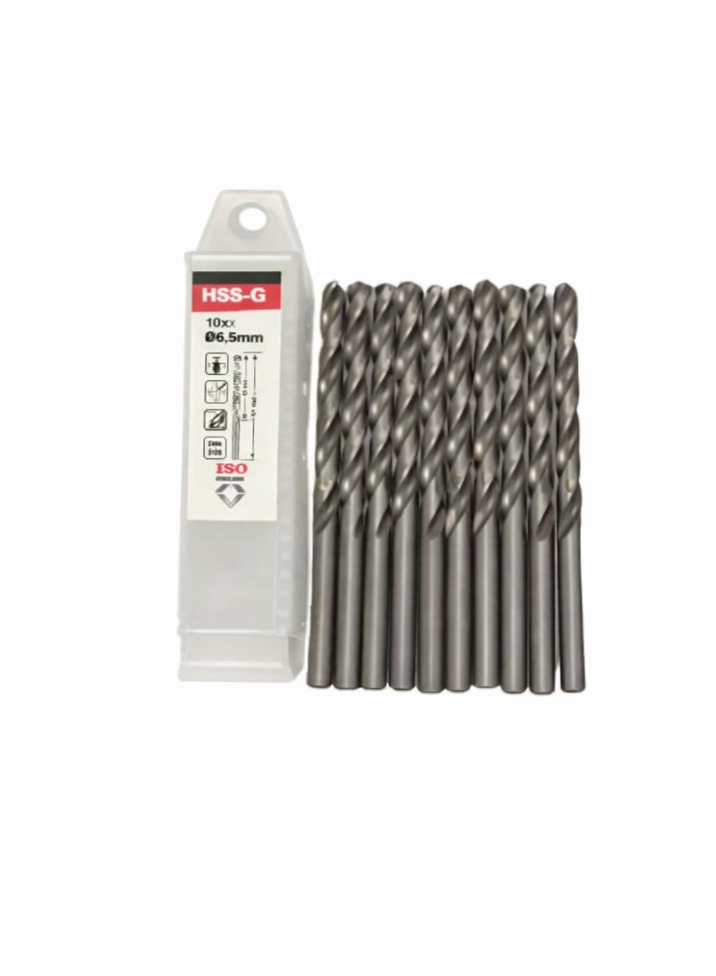 RNS HSS-G TWIST DRILL BIT 6.5 MM, Pack of 10 High Speed Steel Ground Metal Drill Bit for Steel, Alloy, Fabrication and Industrial Use - Image 2