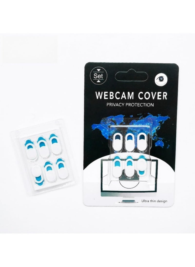 6 pieces of white network camera cover shutter slider plastic camera cover phone lens sticker suitable for mobile phones, PCs, laptops  - Image 1