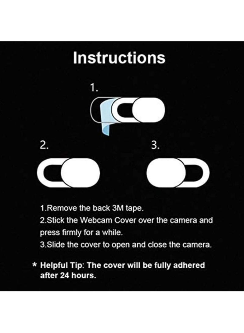 6 pieces of white network camera cover shutter slider plastic camera cover phone lens sticker suitable for mobile phones, PCs, laptops  - Image 5