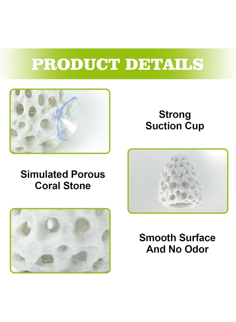 FDTY  1 قطعة مخبأ على شكل قبة للروبيان، مخبأ للروبيان لأحواض السمك، زخارف واقعية من البلاستيك لأحواض السمك على شكل صخور مرجانية مع كوب شفط، للأسماك الصغيرة وغيرها من الأسماك التي تختبئ للراحة  2.76*3.15 بوصة (أبيض) - Image 2