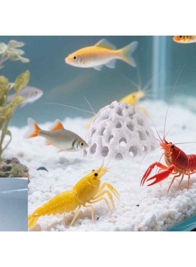 FDTY  1 قطعة مخبأ على شكل قبة للروبيان، مخبأ للروبيان لأحواض السمك، زخارف واقعية من البلاستيك لأحواض السمك على شكل صخور مرجانية مع كوب شفط، للأسماك الصغيرة وغيرها من الأسماك التي تختبئ للراحة  2.76*3.15 بوصة (أبيض) - Image 3