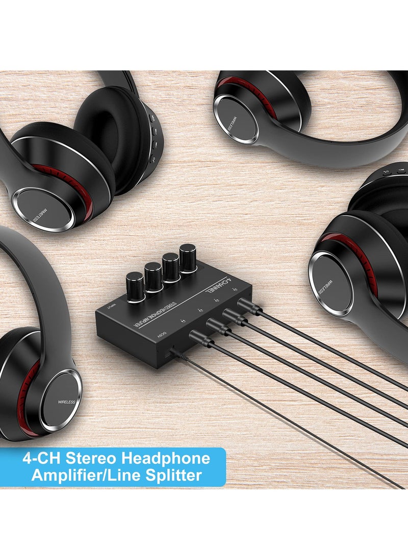 Generic - 4-Channel Headphone Amplifier and Splitter, Share Music with 4 Outputs, Perfect for DJs and Audio Enthusiasts - Image 1