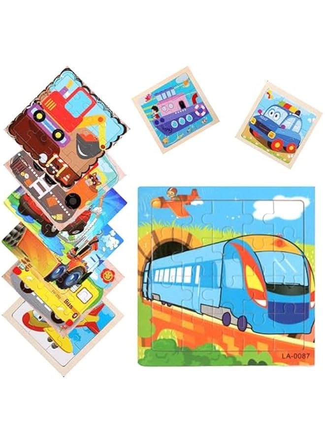 MAISHEKE Wooden Puzzles for Kids Ages 4-6,9 Packs Total 135 Pcs Traffic Theme Jigsaw Puzzles for Kids Ages 6-8,Preschool Educational Toys Gifts for Children Ages 4-8,with Self-Sealing Bag for Storag  - Image 1