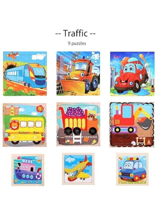 MAISHEKE Wooden Puzzles for Kids Ages 4-6,9 Packs Total 135 Pcs Traffic Theme Jigsaw Puzzles for Kids Ages 6-8,Preschool Educational Toys Gifts for Children Ages 4-8,with Self-Sealing Bag for Storag  - Image 2