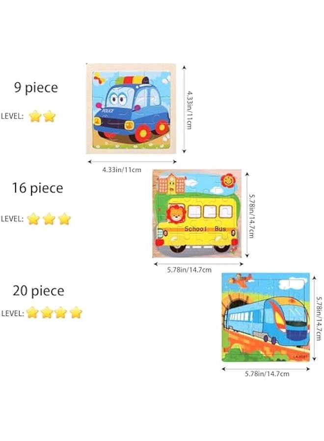 MAISHEKE Wooden Puzzles for Kids Ages 4-6,9 Packs Total 135 Pcs Traffic Theme Jigsaw Puzzles for Kids Ages 6-8,Preschool Educational Toys Gifts for Children Ages 4-8,with Self-Sealing Bag for Storag  - Image 3