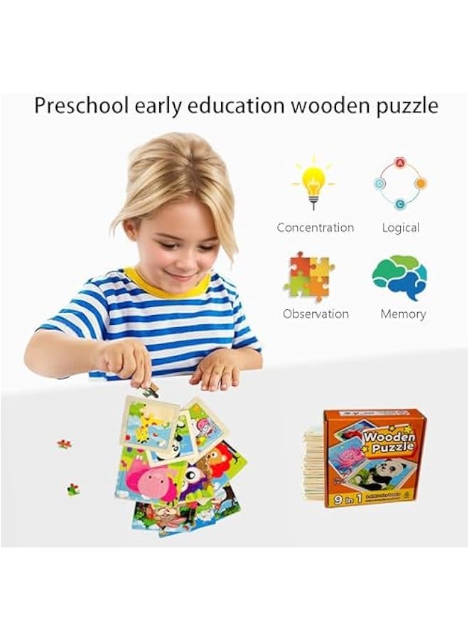 MAISHEKE Wooden Puzzles for Kids Ages 4-6,9 Packs Total 135 Pcs Traffic Theme Jigsaw Puzzles for Kids Ages 6-8,Preschool Educational Toys Gifts for Children Ages 4-8,with Self-Sealing Bag for Storag  - Image 4
