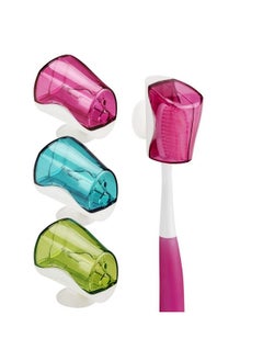 Linkidea Linkidea Travel Toothbrush Head Covers with Suction Cup Portable Wall Mount Toothbrush Holder, Toothbrush Cap Case Box Convenient for Travel, Outdoor (3PCS)  - Image 1