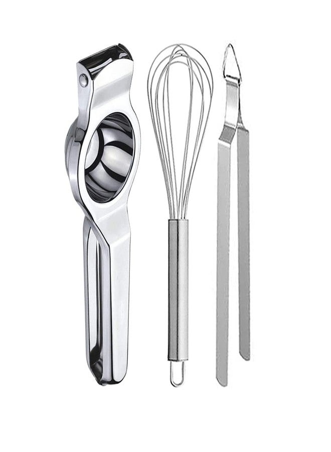 Oc9 Stainless Steel Lemon Squeezer & Egg Whisk & Roti Chimta for Kitchen Tool Set - Image 1