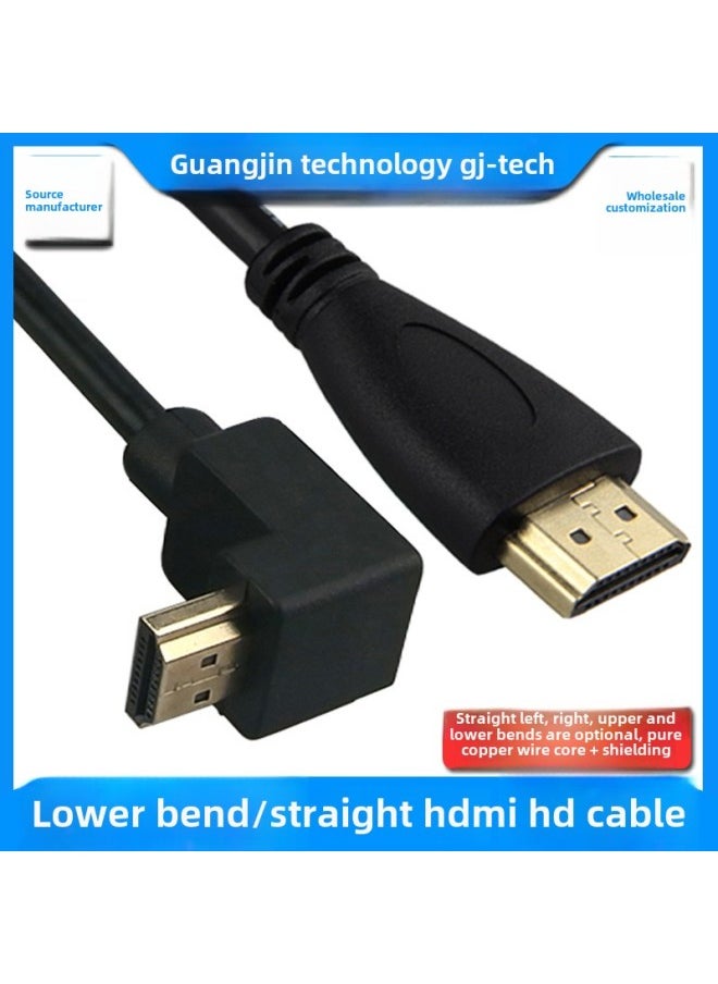 ماركة غير محددة كابل إشارة فيديو HD hdmi من الذكور إلى الذكور لأعلى ولأسفل ينحني الجانب الأيسر والأيمن بزاوية قائمة 90 درجة خط 4K HD - اللون: سلك HDMI - طول الخط: 15 سم  - Image 5