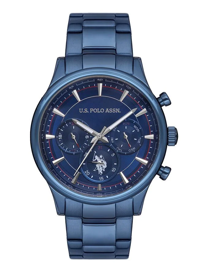 U.S. Polo Assn. Crossing Men's 45mm Luxury Watch with Deep Blue Sunray Dial & Stainless Steel Bracelet - USPA1010-02