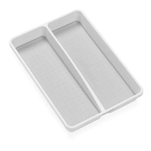madesmart Classic Mini Utensil Tray, Soft Grip, Non-Slip Kitchen Drawer Organizer, 2 Compartments, Multi-Purpose Home Organization, BPA Free, White - Image 5