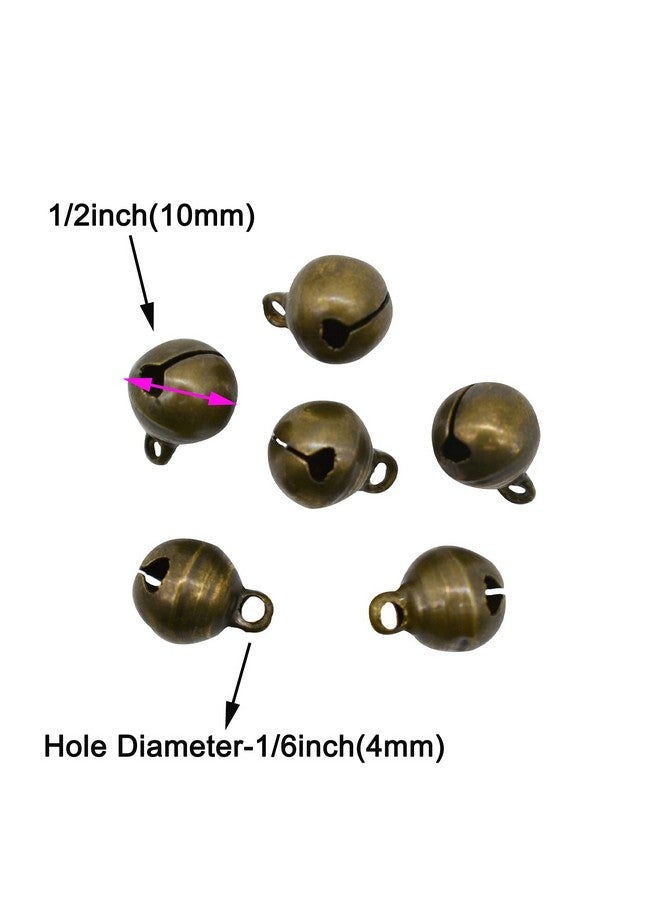 Maydahui 100 Pcs Small Jingle Bell 1/2 Inches Vintage Bronze Mini 10Mm Alloy Beads Diy For Jewelry Findings Sewing Wedding Doors Crafts - Image 1