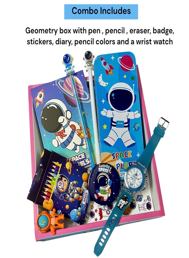 TOOYEP Birthday Gift for Brothers & Sisters I Stationary Set for Kids, 7 in 1 School Supplies with Watch, Pencil Case, Diary, Pen, Pencil, Eraser I Cute Stylish Combo Gift Pack (Space) - Image 2