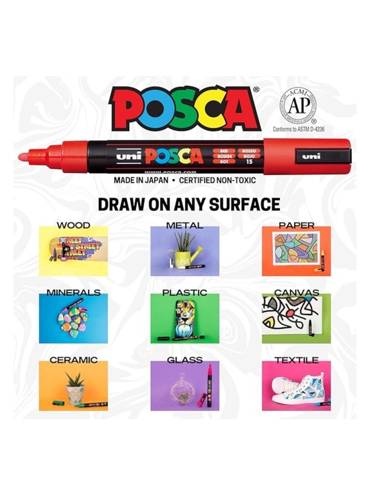 POSCA uni-ball Posca PC3M/8 Paint Marker Pen with Assorted Pigmentation Ink Fine Tip Set of 8 Pieces - Image 4