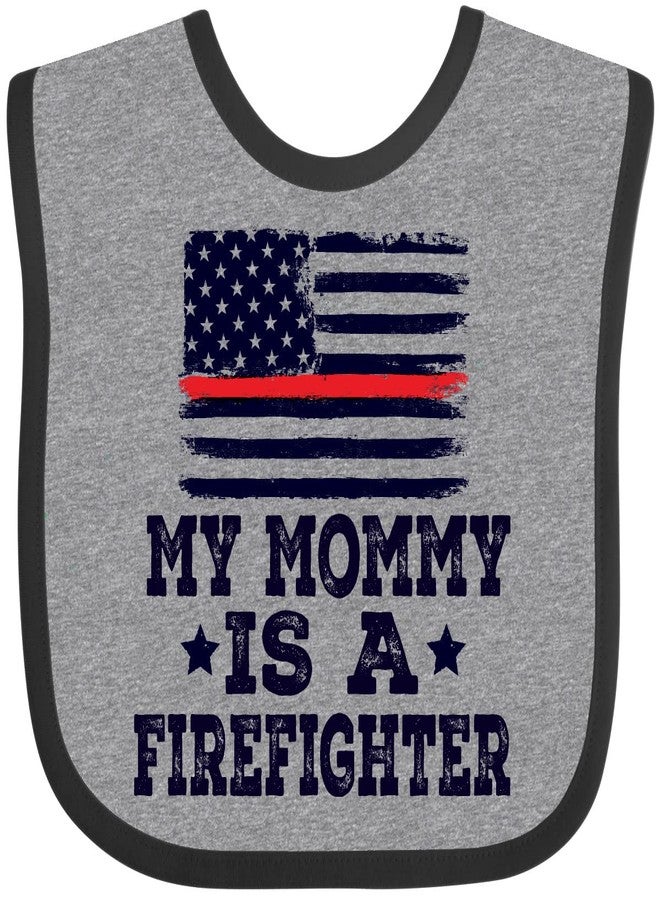 inktastic Mommy Is a Firefighter Baby Bib Heather and Black 2f64d - Image 1
