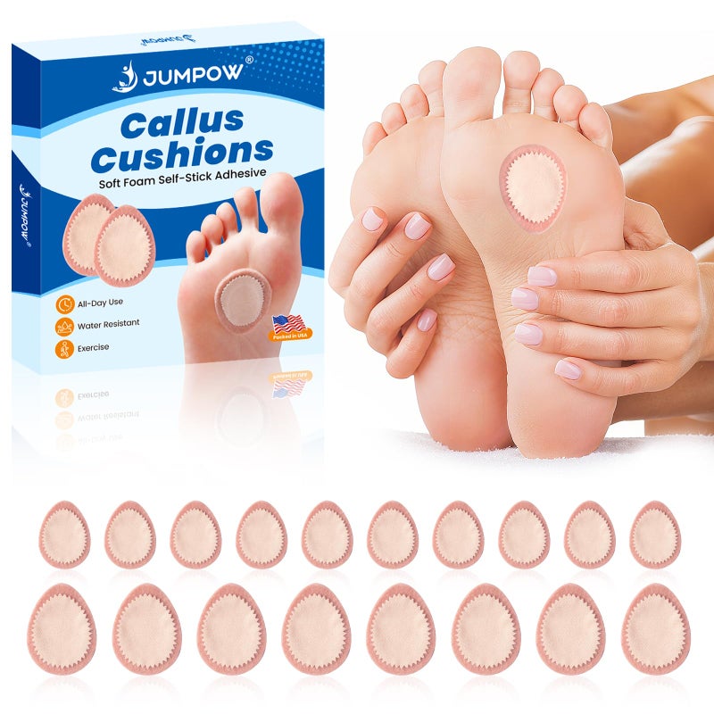 JUMPOW Extra Thick Corn & Callus Cushion Pads - 18Pcs Foot Protector Pads, Felt Callus Pads for Women Men Fabric Feet Heel Toe Protector Pads(Multi-Size) - Image 1