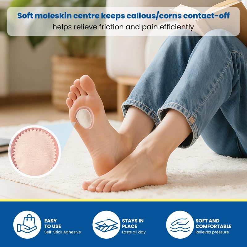 JUMPOW Extra Thick Corn & Callus Cushion Pads - 18Pcs Foot Protector Pads, Felt Callus Pads for Women Men Fabric Feet Heel Toe Protector Pads(Multi-Size) - Image 2