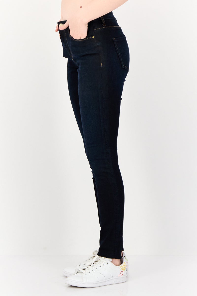 ONLY Women Skinny Fit Washed Stretchable Jeans, Dark Blue - Image 2