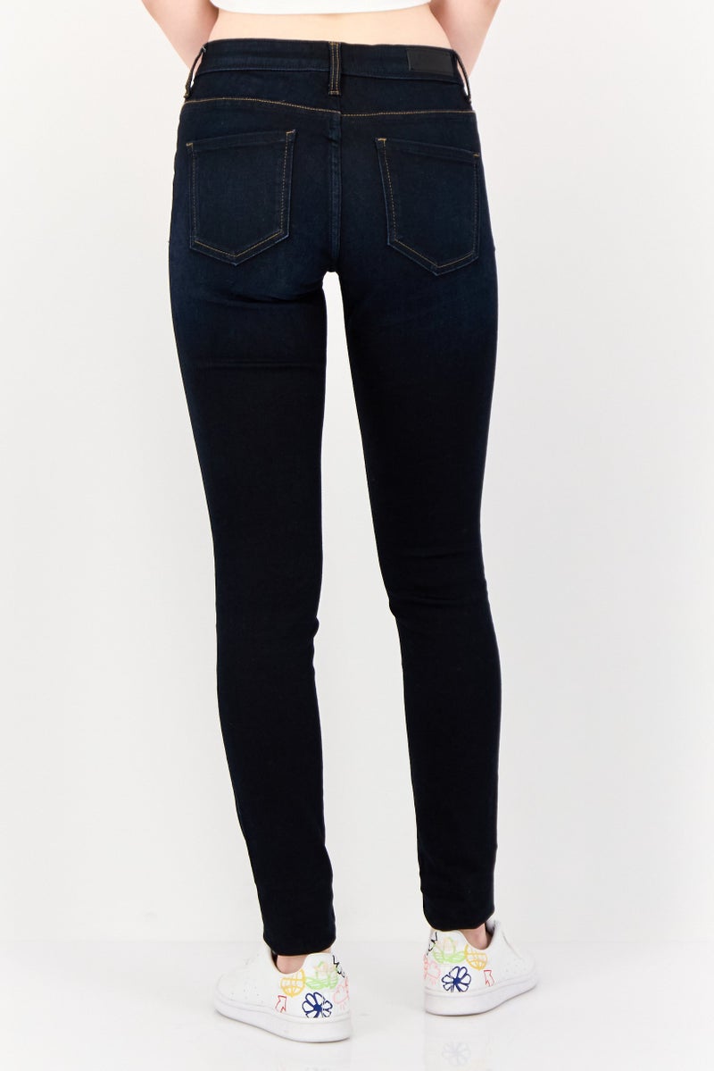 ONLY Women Skinny Fit Washed Stretchable Jeans, Dark Blue - Image 3