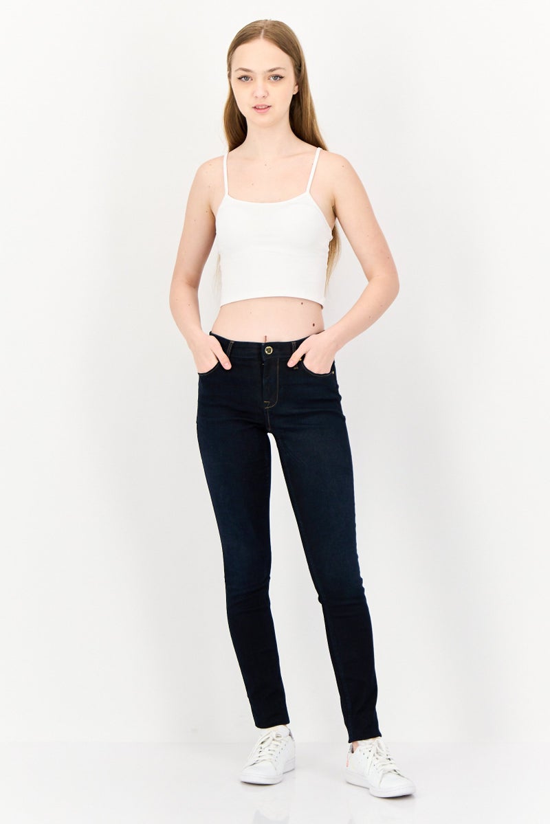 ONLY Women Skinny Fit Washed Stretchable Jeans, Dark Blue - Image 4