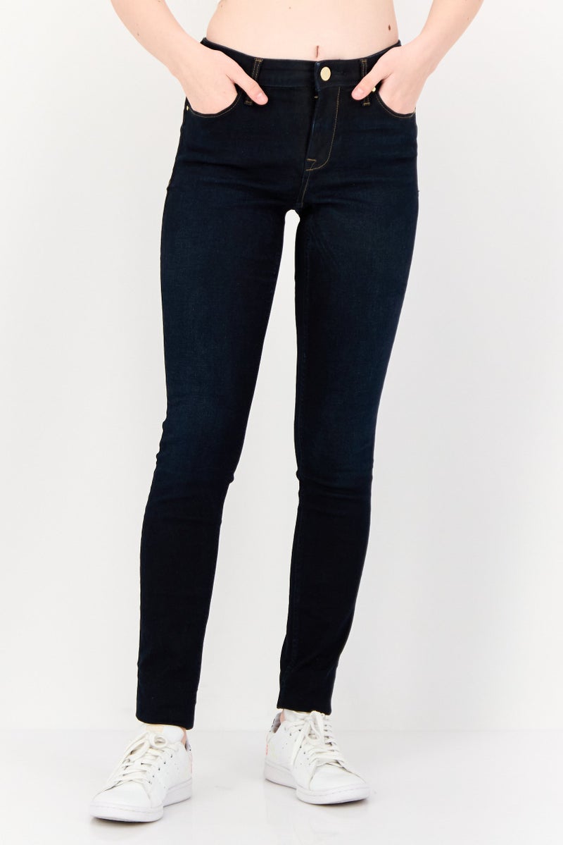 ONLY Women Skinny Fit Washed Stretchable Jeans, Dark Blue - Image 1