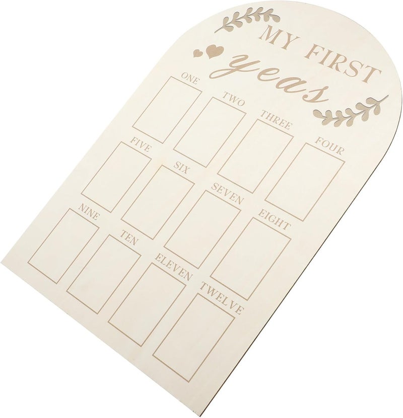 Housoutil Milestone Photo Board and Keepsake Picture Frame, Wooden Newborn First Year 12 Months Month Marker for Nursery Décor and Memory Display - Image 1
