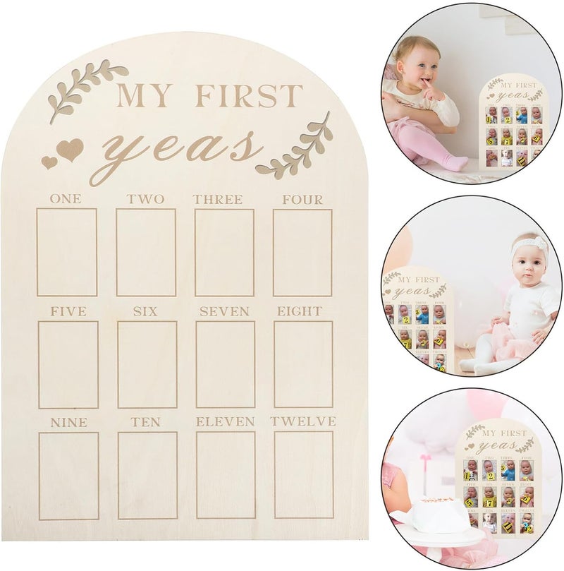 Housoutil Milestone Photo Board and Keepsake Picture Frame, Wooden Newborn First Year 12 Months Month Marker for Nursery Décor and Memory Display - Image 3