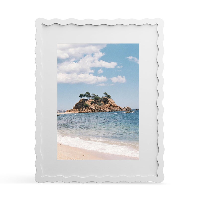 THKRLOF 11x14 Picture Frame with Mat for 8x10 Wavy Edge Wooden Real Glass Photo Frame for Wall Hanging White 1 Pack - Image 2
