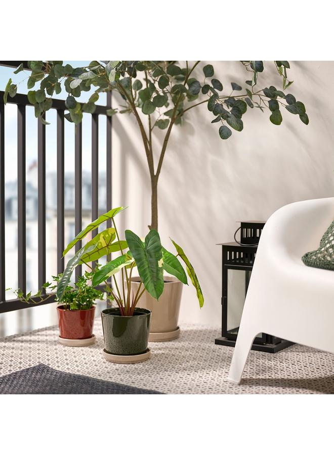 إيروريكس وعاء نباتات مع صحن، داخلي/خارجي/أحمر/بني بيج فاتح، 12 سم - Image 5