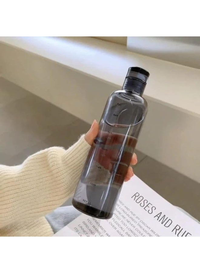 Reusable Acrylic Water Bottle with Airtight Lid & Time Marker - Image 1
