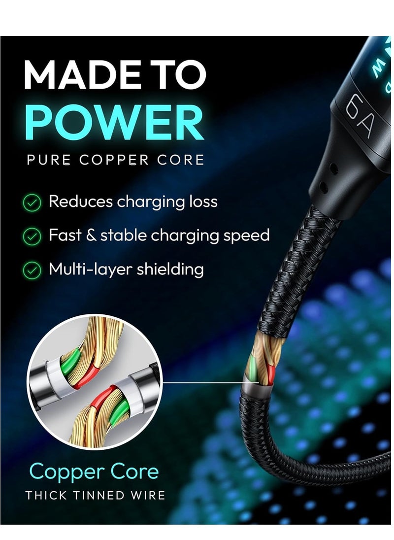 SYOSI - USB to C Cable with Power Digital Display - 66W Fast Charging, Nylon Braided Type for iPhone 15, 15 Plus Pro Max, iPad Pro, PS5 6, More [6.0A 1.2m] - Image 1