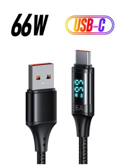 USB to C Cable with Power Digital Display - 66W Fast Charging, Nylon Braided Type for iPhone 15, 15 Plus Pro Max, iPad Pro, PS5 6, More [6.0A 1.2m]