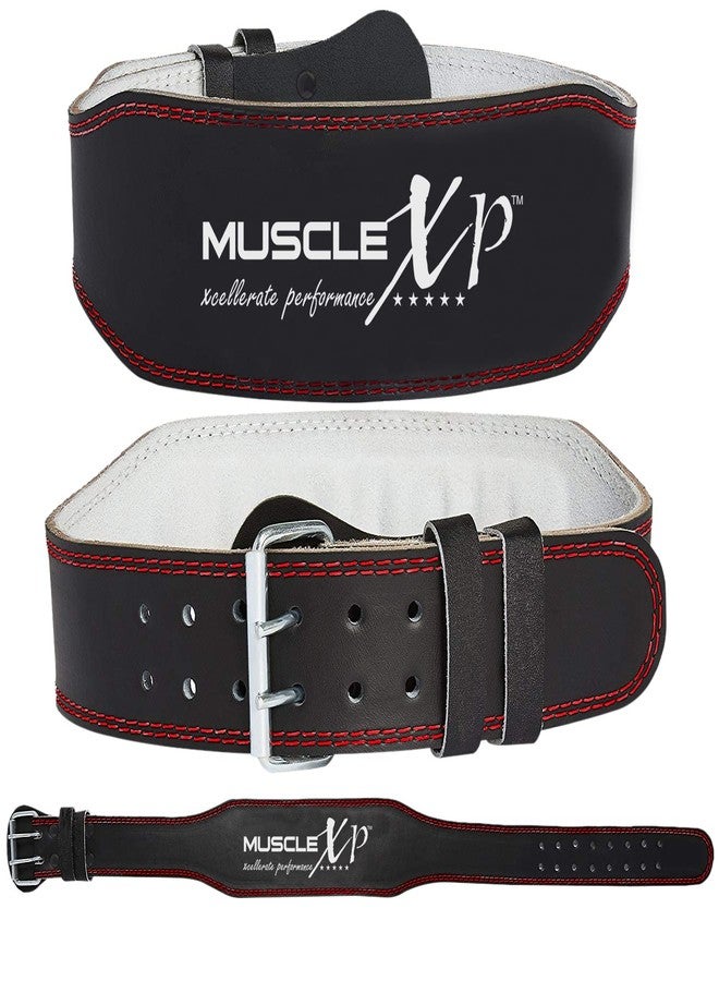 ماسل إكس بي حزام رفع الأثقال الجلدي من MuscleXP للرجال والنساء، متين ومريح وقابل للتعديل مع مشبك، يوفر دعمًا للظهر أثناء تمارين رفع الأثقال، أسود (مقاس XL). - Image 1