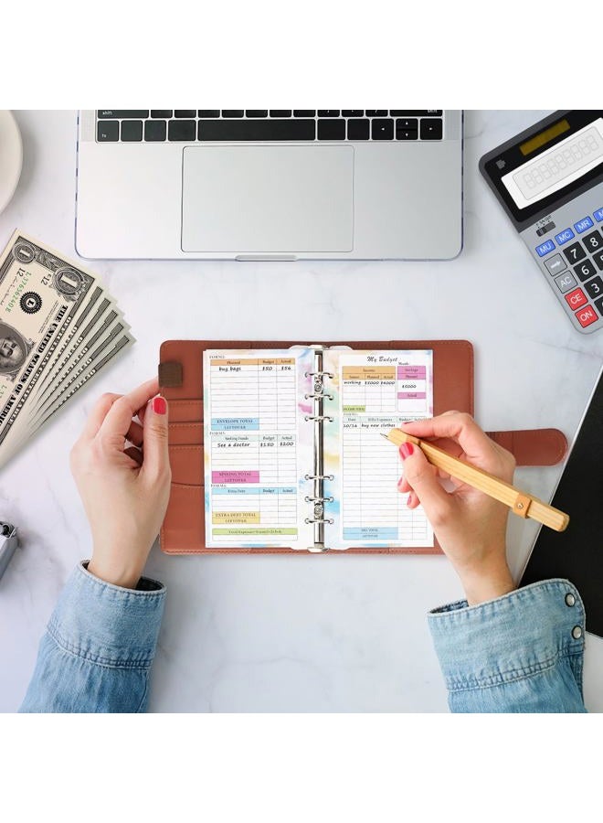 Toplive 7 Pack A6 Planner Inserts Monthly Weekly Planner Refills Expense Budget Sheets with Money Cash Envelopes Divider Today Ruler Stickers for A6 Binder Cover Organizer, Pink - Image 2