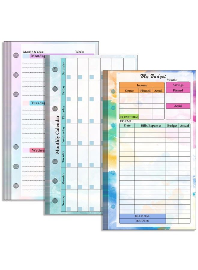 Toplive 7 Pack A6 Planner Inserts Monthly Weekly Planner Refills Expense Budget Sheets with Money Cash Envelopes Divider Today Ruler Stickers for A6 Binder Cover Organizer, Pink - Image 1