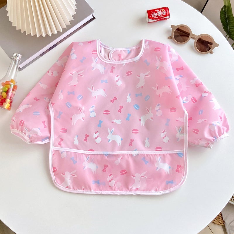 PandaEar (3 Pack Long Sleeve Bibs| Waterproof Full Sleeve Bib for Baby Infant Toddler 6-36 Months (Cake Bunny Giraffe Girl) - Image 3